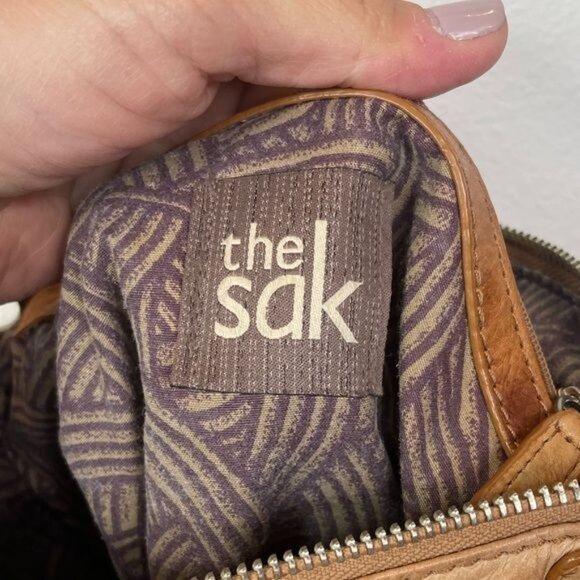 The Sak Tan Leather Crossbody Bag With Adjustable Strap & Front Pocket - Picture 7 of 8